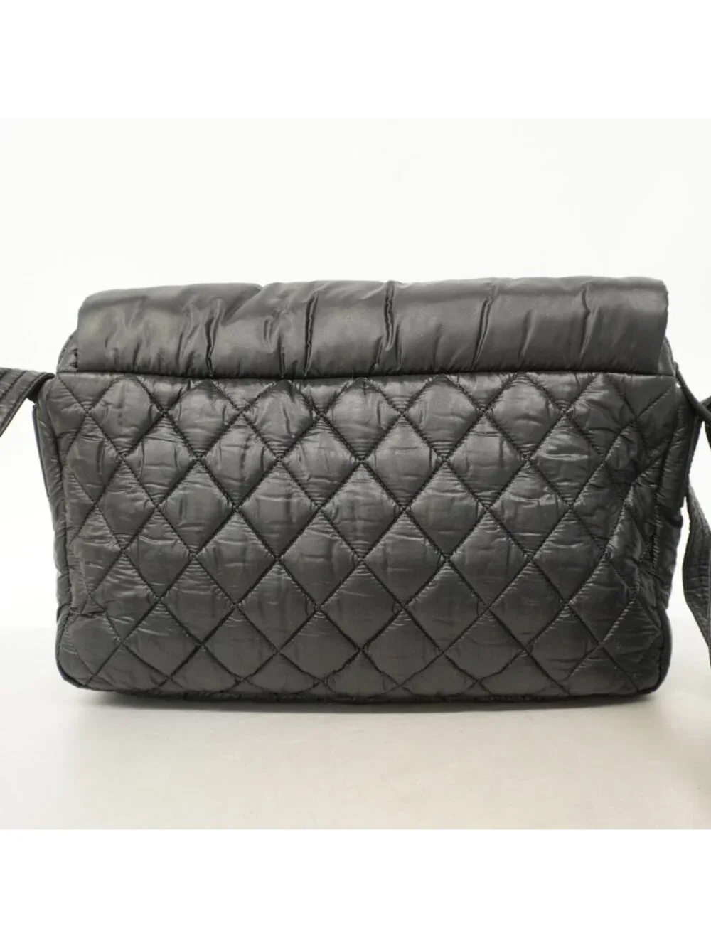 Chanel Shoulder Bag Coco Cocoon Nylon Black Silver